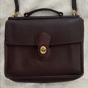 Vintage Coach Dark Brown Leather Shoulder Bag
